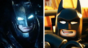Ben Affleck as Batman (left) and LEGO Batman from 'The LEGO Movie' (right)